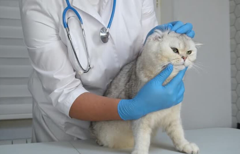 Ветеринар осматривает кошку